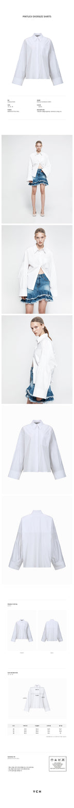 YCH PINTUCK OVERSIZE SHIRTS WHITE (R25BL4011WH)