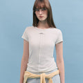 rolarola NUBASIC TENCEL U-NECK T-SHIRT IVORY