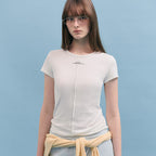 rolarola NUBASIC TENCEL U-NECK T-SHIRT IVORY