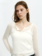 LOW CLASSIC HENRY NECK LONG SLEEVE T-SHIRT_IVORY_LC252TS03IV