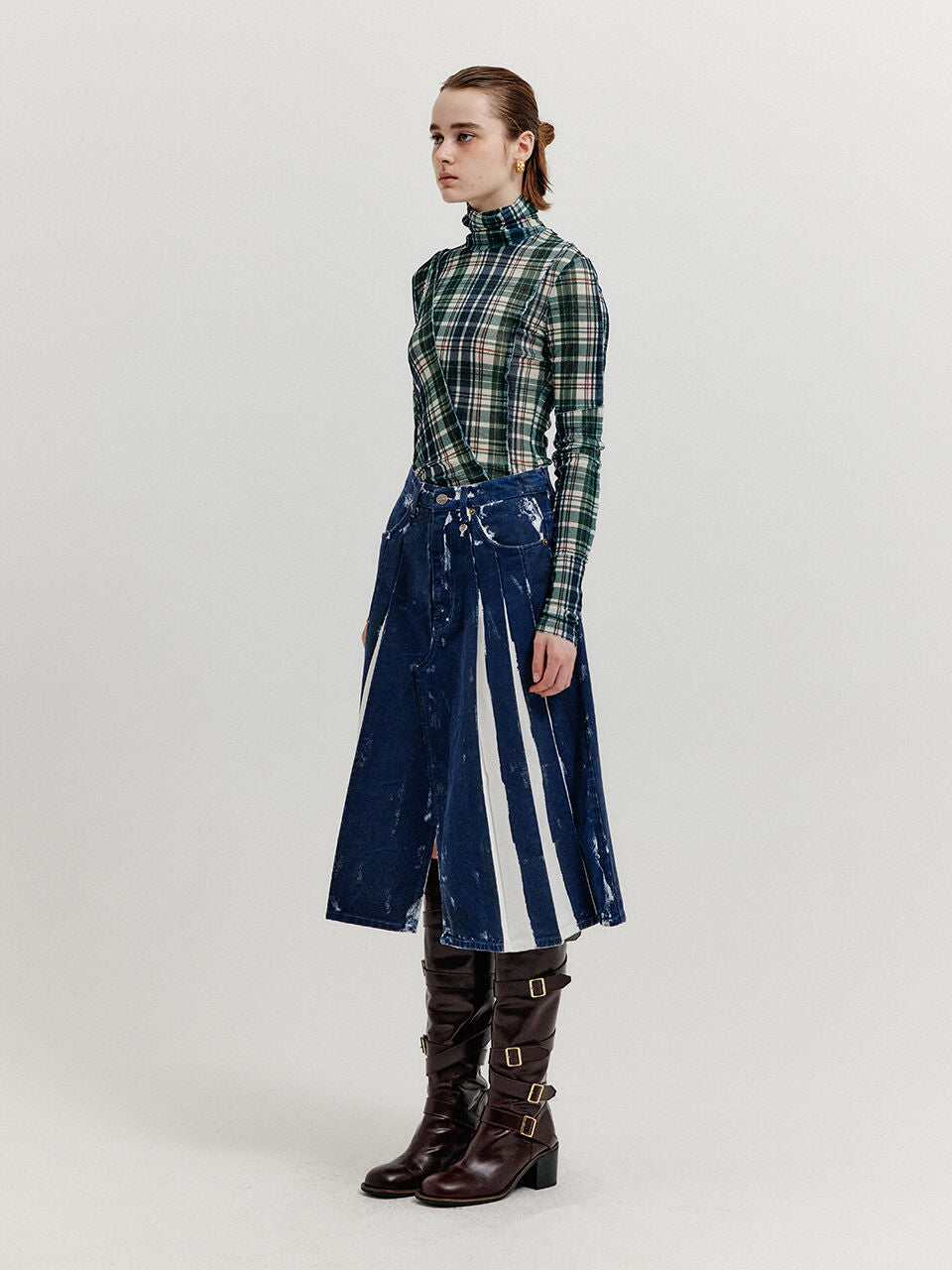EENK EENK XICO Pleated Denim Skirt - Dark Navy