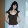 RoséFrantz Ribbon Shirring Sleeveless [Brown]