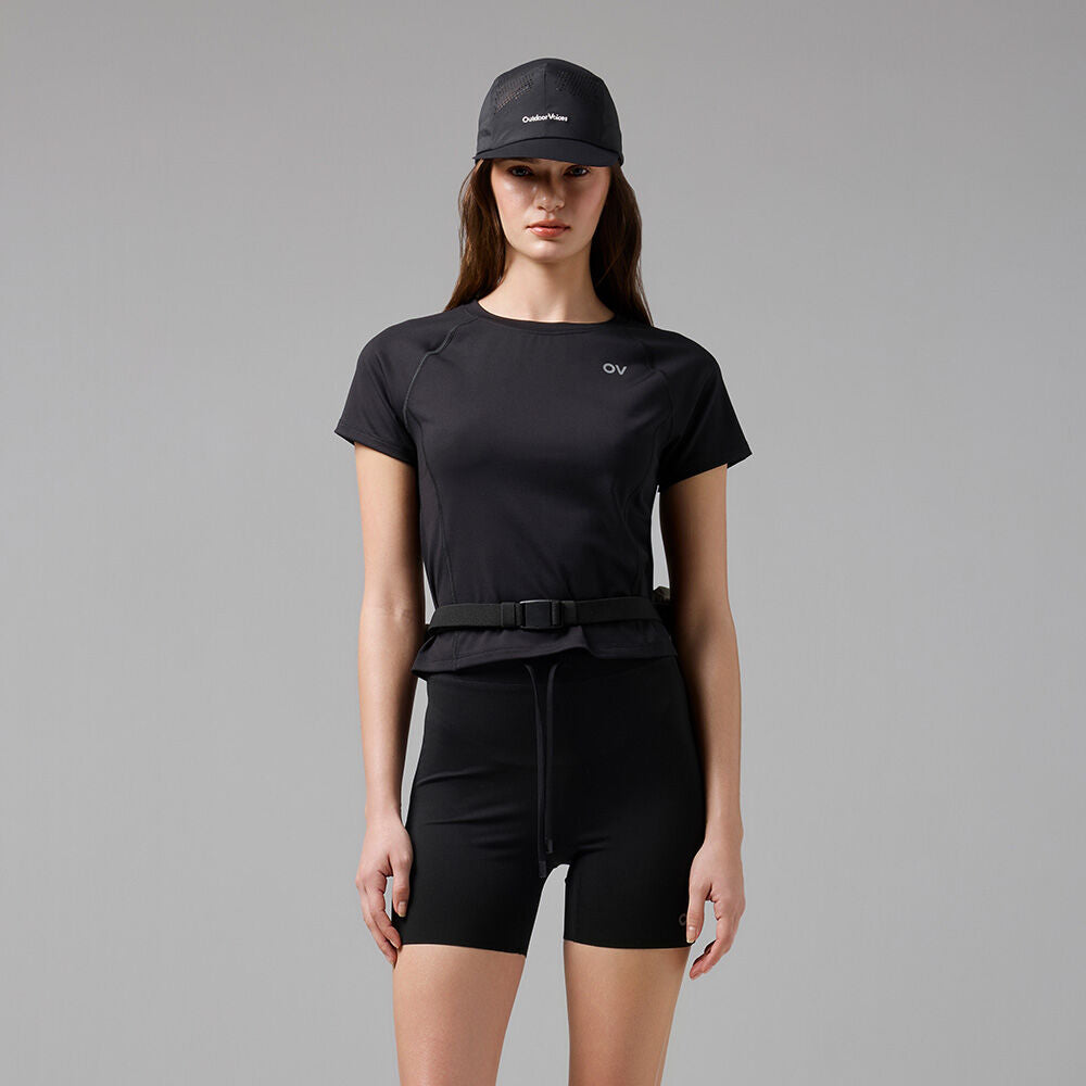 OUTDOOR VOICES (W)Technol-OV DRY FLEX SLIM TEE (BLACK)