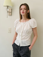 SALBOL PUNCHING LACE BLOUSE [WHITE]