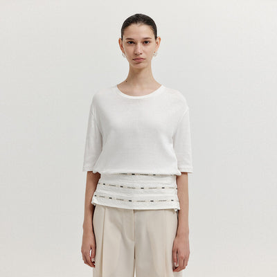 EENK XANEL Paneled Half Sleeve T-shirt - White