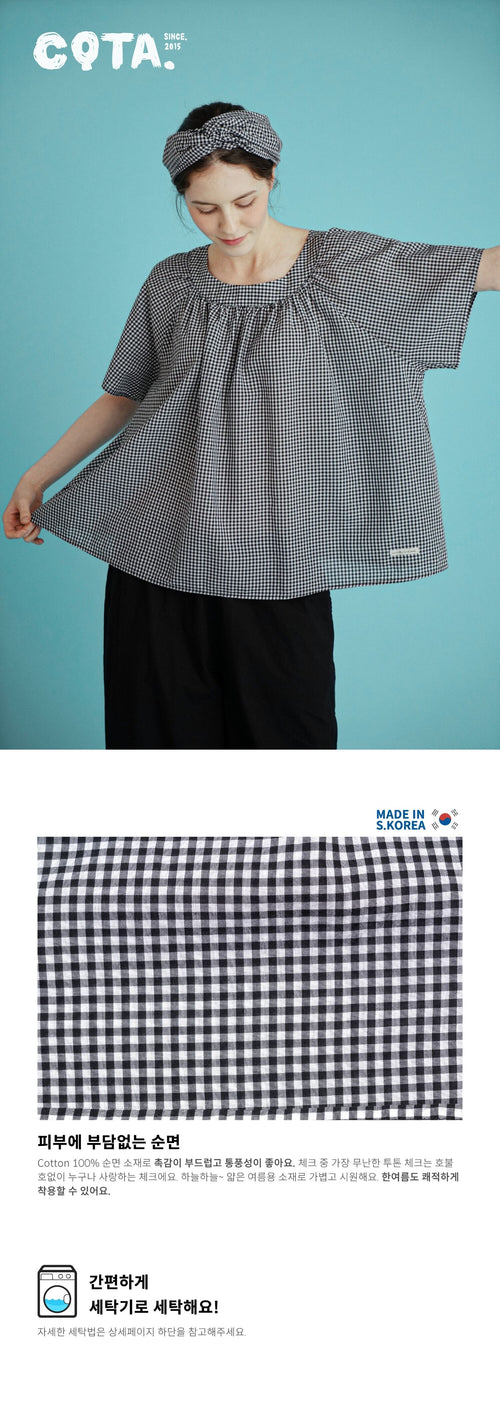 CHIQUITA 6th_Summer check rom blouse black 232304CBK (domestic production)