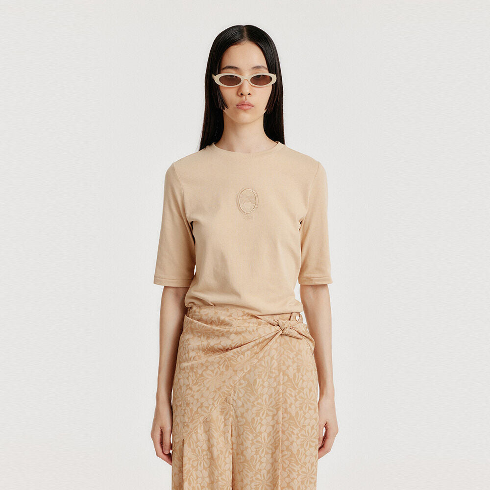 EENK YOL Lace Trimed T-Shirt - Beige