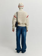 EENK EENK XUEST Oversized Knit Turtleneck - Cream/Red
