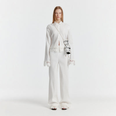 YENIZ Lace-trim Pants - White