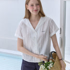 OUR HOPE Atelier Marine Collar Blouse - White
