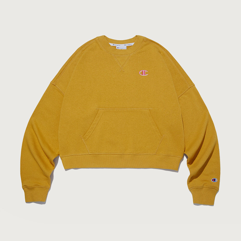CHAMPION Women's C Logo Campus French Terry Sweatshirt Camel