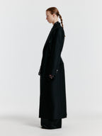 EENK YALE Peaked lapel Tailored Long Coat - Black