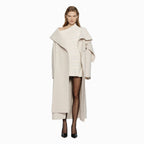 YCH HANDMADE MUFFLER LAYERED COAT PALE BEIGE (W24CT1011PE)