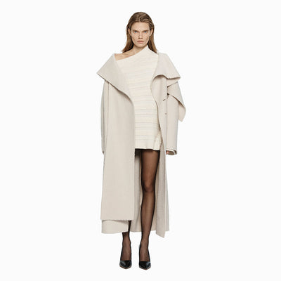 HANDMADE MUFFLER LAYERED COAT PALE BEIGE (W24CT1011PE)