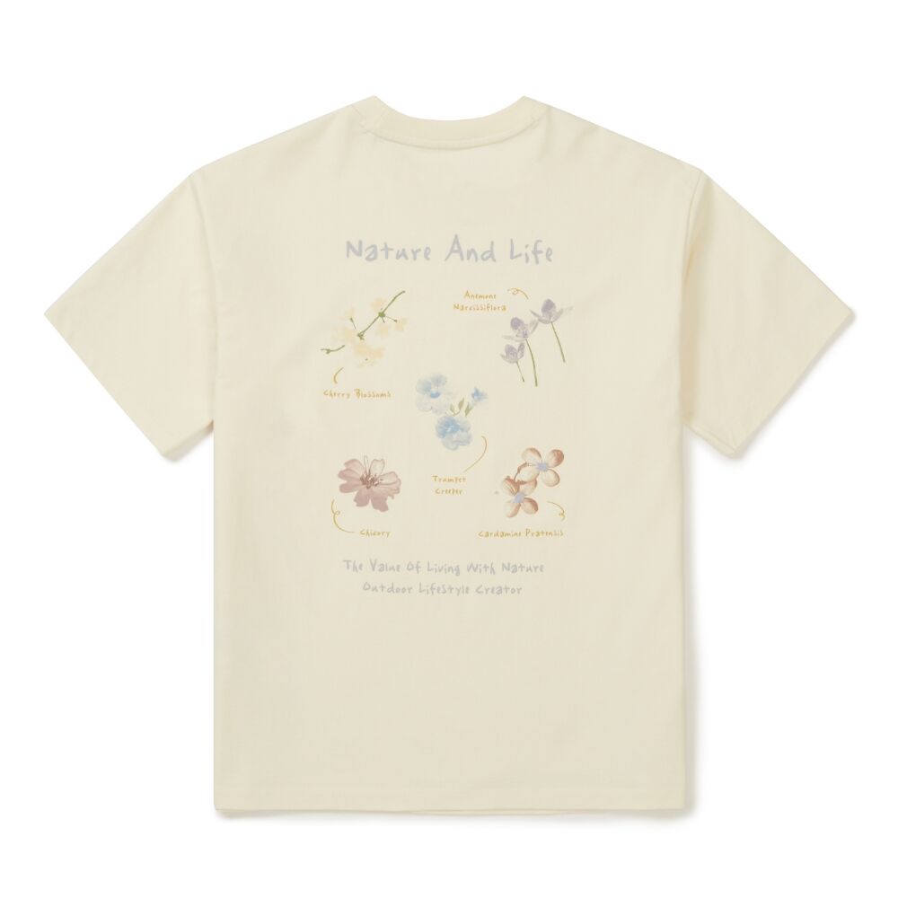 SNOWPEAK APPAREL Cotton Women's Flower Graphic Short Sleeve T-Shirt Pastel Yellow (S26MWFTS67)