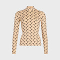 MARINE SERRE (W) MOON PRINTED JERSEY SECOND SKIN HIGHNECK TOP TAN