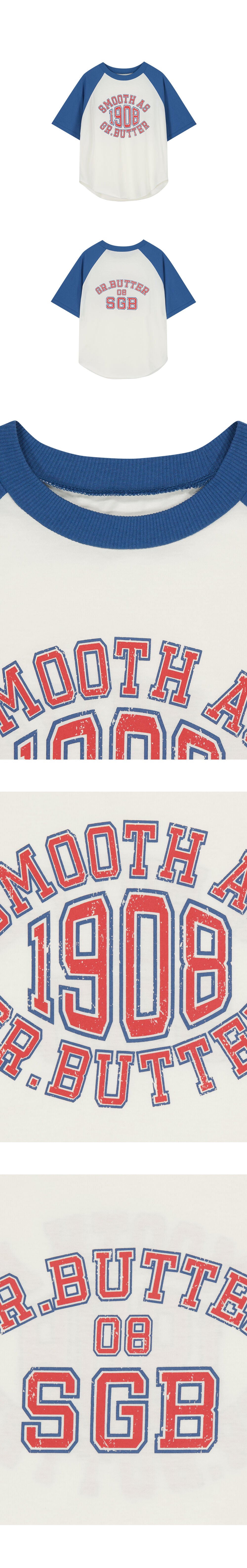 GREENBUTTER 1908's Club Logo Raglan Tee (Blue)