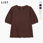 LIST Round neck puff sleeve blouse_TWWBLQ62070