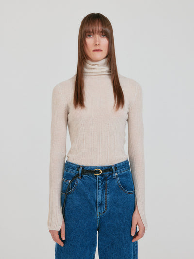 ZIAH High Neck Knit Top - Ivory