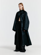 EENK YEDA Round-neck Coat With Detachable Pocket Belt - Jet Black