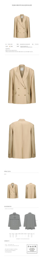 YCH DOUBLE-BREASTED SILK-BLEND BLAZER BEIGE (F24JK1121BE)