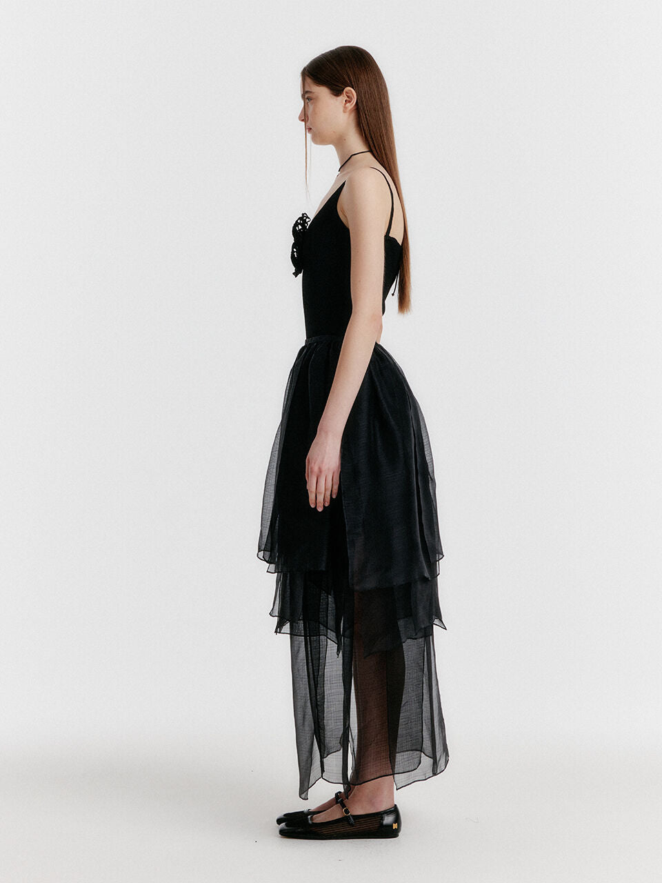 EENK YET Triple Layered Long Skirt - Black