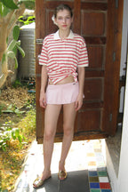 SINOON Stripe Half Sleeve PK Shirt (Red)