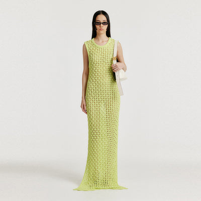 EENK Maxi Cable Knit Dress - Yellow Green
