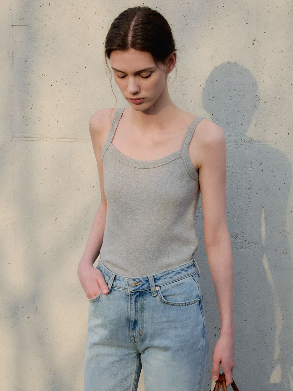 MOMET Nikki punching cotton tank top melange