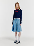 EENK YECO Pleated Denim Bermuda Shorts - Blue