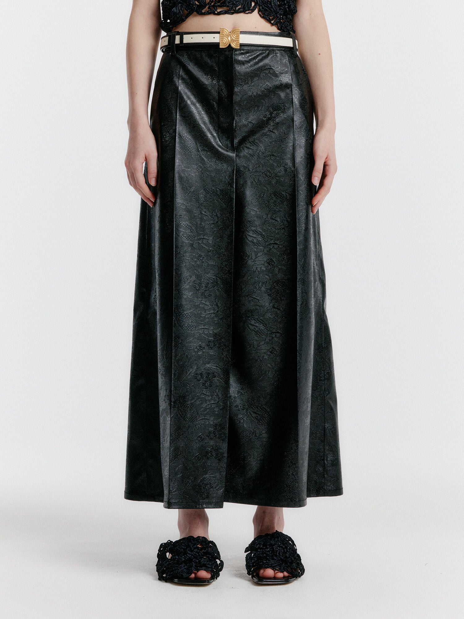 EENK YICOLE Tucked Maxi Skirt - Black