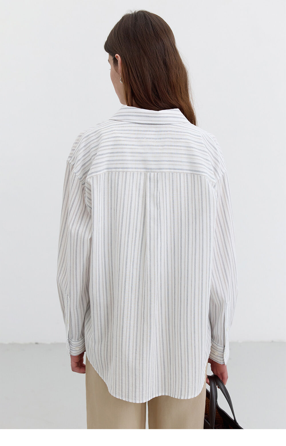DUNST UNISEX CLASSIC OVERSHIRT BEIGE STRIPE_UDSH5B123I2