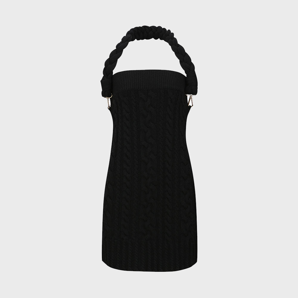 YCH CABLE-KNIT DRESS BLACK (W23KD806BK)