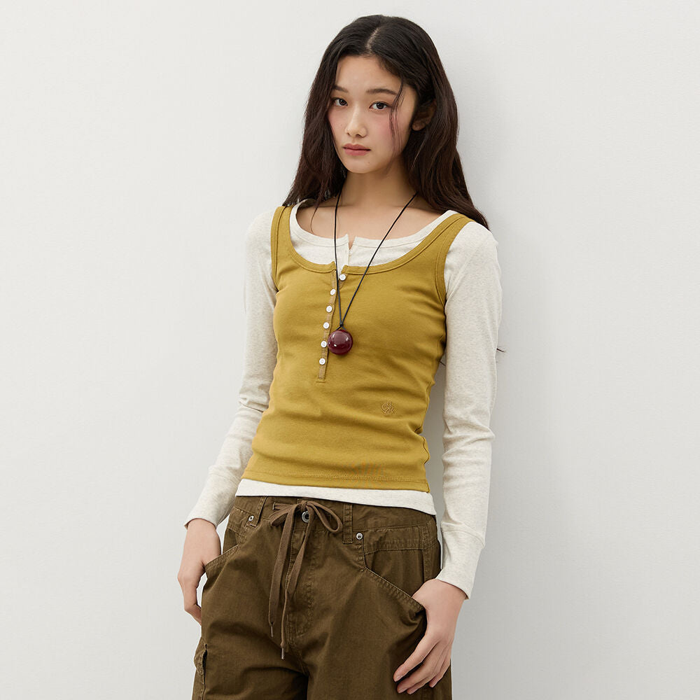 CITYBREEZE Button point sleeveless top_8COLORS