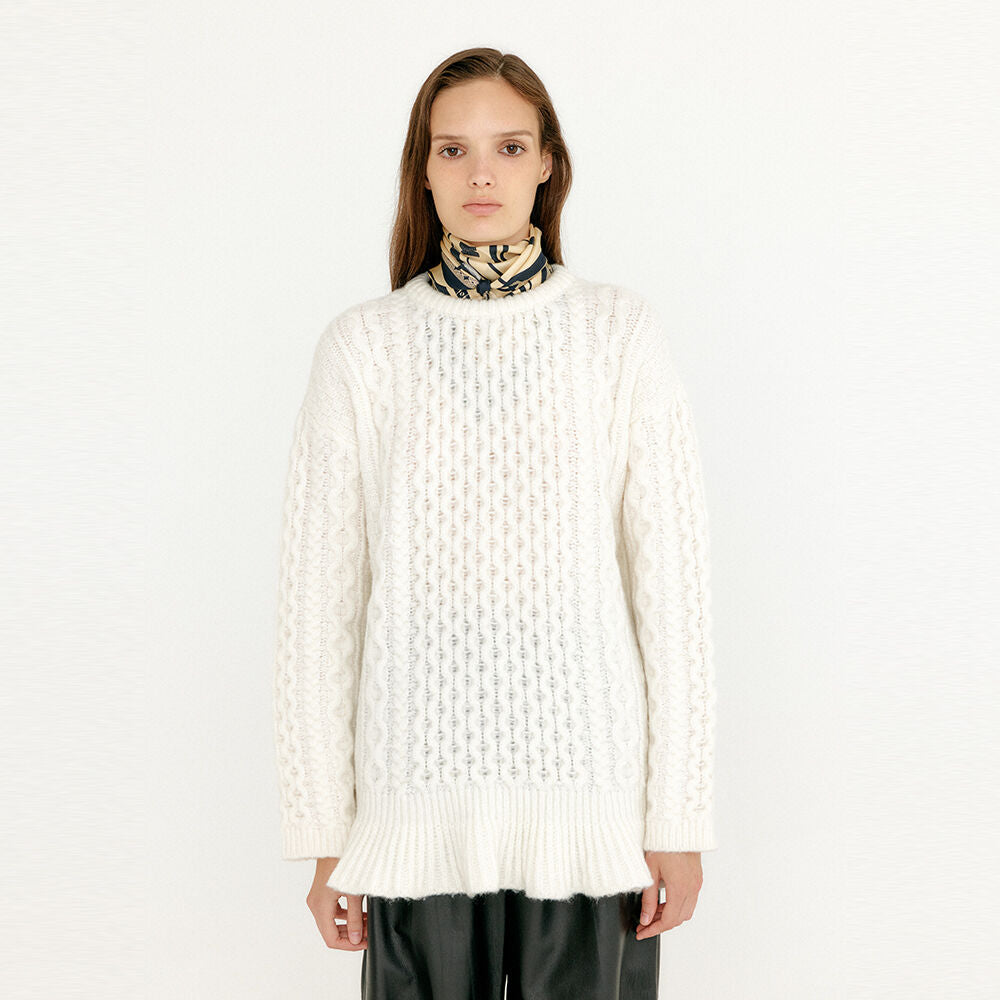EENK EENK VLARE Flared Cable Pullover - Ivory
