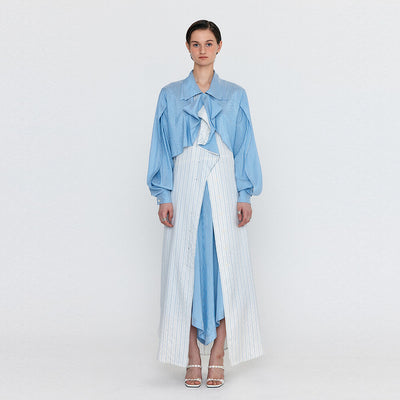 EENK WIANA Shirt Dress - Skyblue/Ivory Stripe