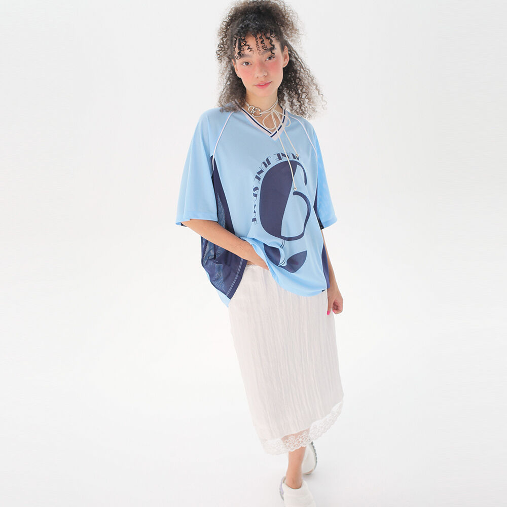 JUNEJUNE SPACE Uniform Boxy T-shirts_Light Blue