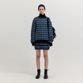EENK EENK XIAMOND Houndstooth Check Knit Skirt - Blue/Black