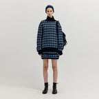 EENK EENK XIAMOND Houndstooth Check Knit Skirt - Blue/Black
