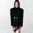 YCH CROPPED WOOL JACKET BLACK (F23JK102BK)