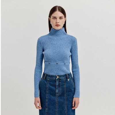 EENK XOLLY Separable Knit Turtleneck - Sky Blue