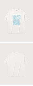 COVERNAT Cool Cotton Sunset Tropical Graphic T-Shirt White