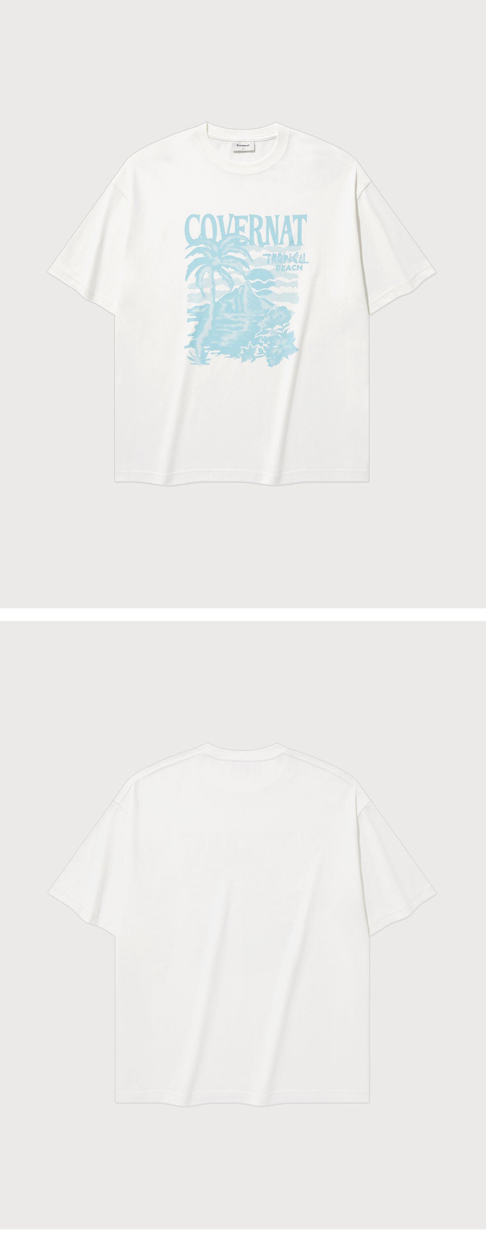COVERNAT Cool Cotton Sunset Tropical Graphic T-Shirt White