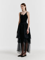 EENK YET Triple Layered Long Skirt - Black