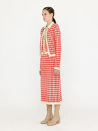 EENK EENK VINK Gingham Check Knit Shirt - Red/Ivory