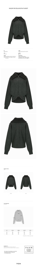 YCH SAILOR FUR COLLAR ZIP-UP JACKET GREY (W24KT9051GY)