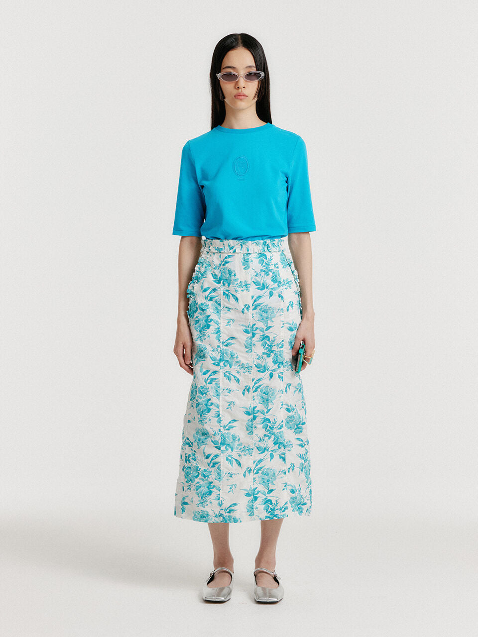 EENK YOL Lace Trimed T-Shirt - Blue