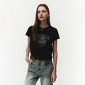 NOIRER FOR WOMEN Archive Print Crop T-Shirt (Black)