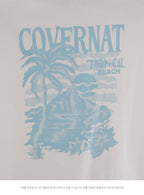 COVERNAT Cool Cotton Sunset Tropical Graphic T-Shirt White