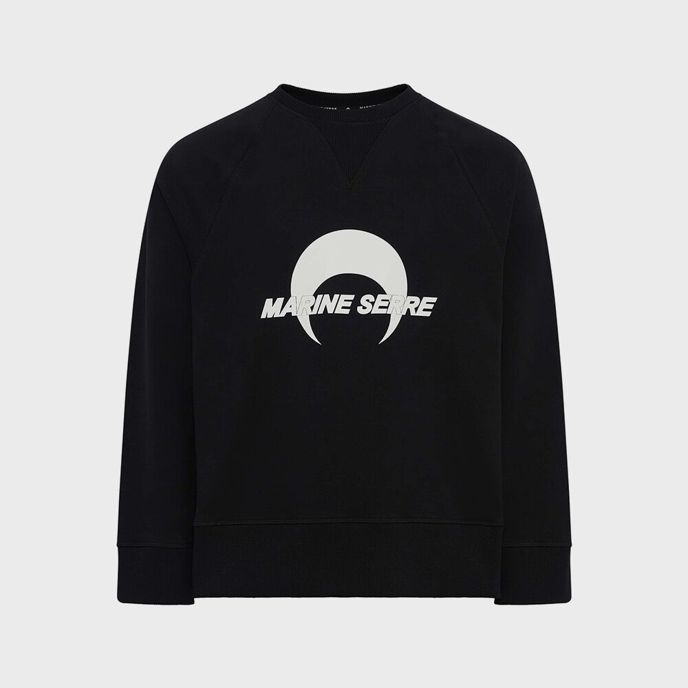 MARINE SERRE (U) Moon logo fleece raglan sweatshirt black MOON LOGO FLEECE RAGLAN SWEATSHIRT